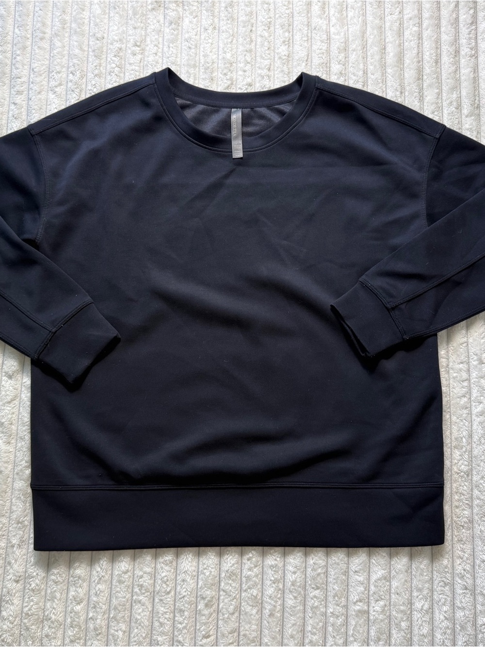 Mondetta women’s Black Pullover Sweatshirt Solid Crew Neck Stretch Long Sleeve L